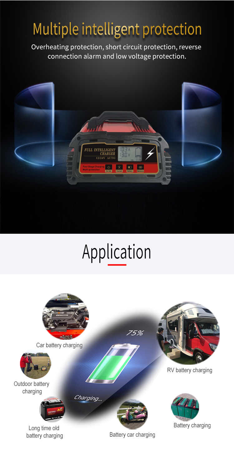 65W 12V 24V 5A 10A 20A DC AGM Sealed Lead Acid Battery Charger For Cars