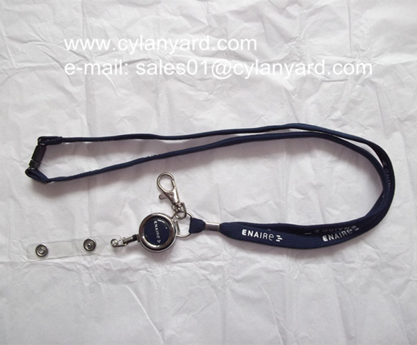 polyester neck strap lanyard with metal sheet crimp