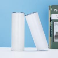 Buy cheap Skinny 20 OZ Straight Stainless Steel White Tumbler With Metal Straw For Heat product