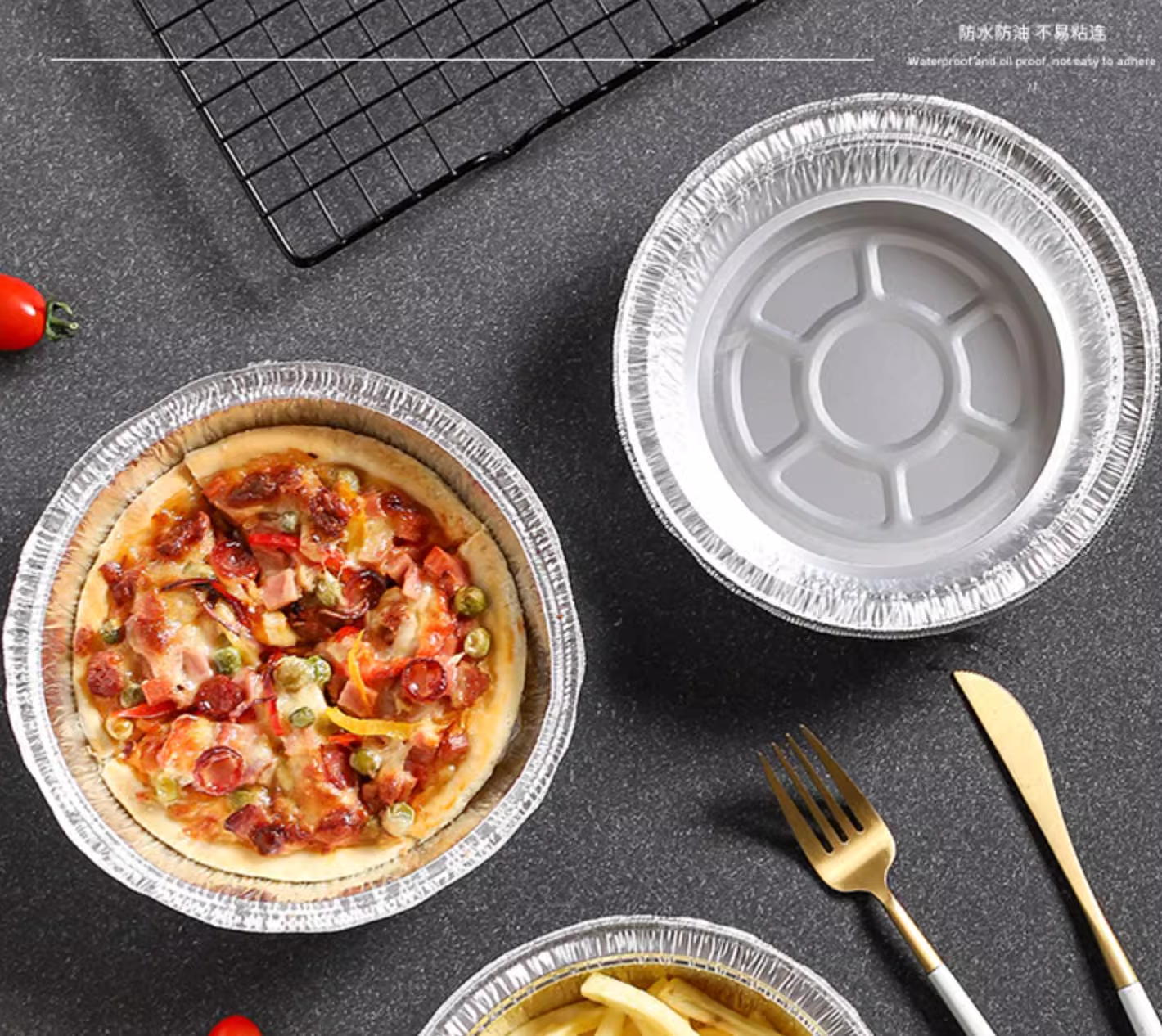9 Inch Round Foil Pizza Pan Aluminium Foil Tray Containers For Food Roasting