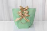 Stamping Logo Light Green Cosmetic Shopping Bag Bow Tie Ribbon White Gift Bag