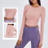 Buy cheap Waist Drawstring Ladies Yoga Tops T Shirts Stretchable Long Sleeve from wholesalers