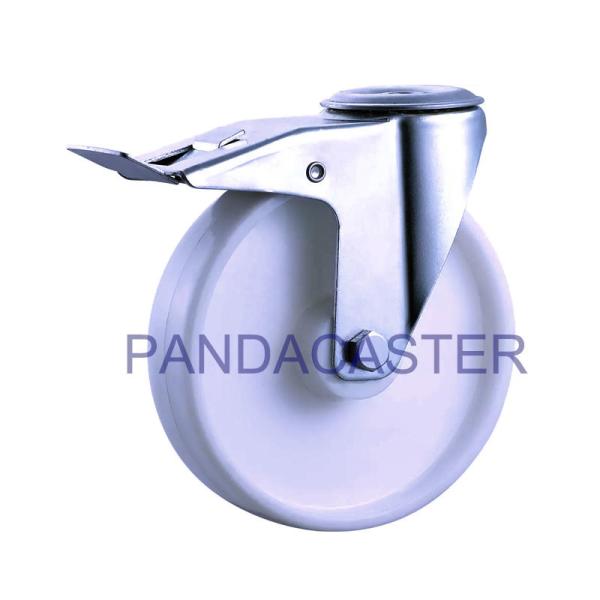 5" Polypropylene Wheel Swivel Bolt Hole Industrial Castors With Double Brake