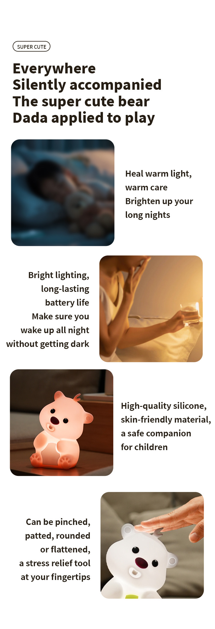 Silicone Night Light Pat With Sleeping Atmosphere Light Creative Toy Festive Decorative Light Children's Day Christmas Gift