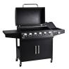 Buy cheap Trolley and Side Burner Included Black 6 Burner 70000Btu Outdoor Gas Smoker BBQ Grill from wholesalers