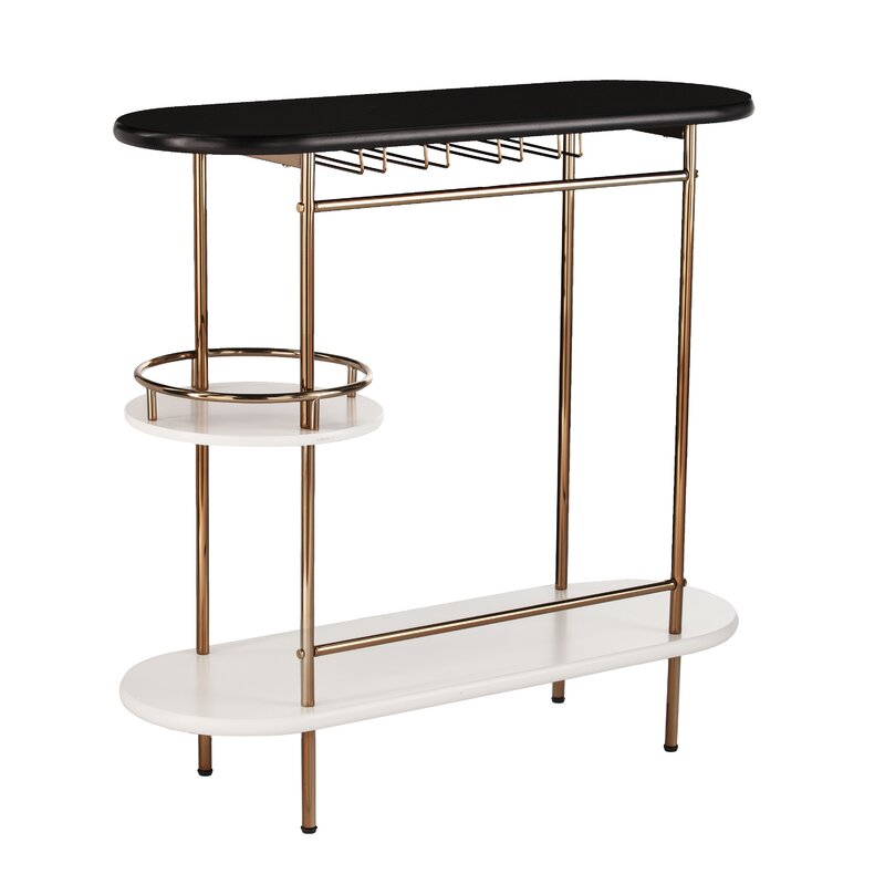 ODM Black Gold Rolling Drinks Cart Trolley for Kitchen