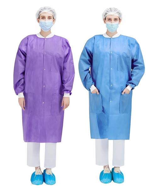 Doctor Nurse Wear Unisex Laboratory Coat with Knitted Cuffs and Microporous