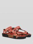 OEM Casual Flat Sandals For Ladies With Coral Red Bezli Floral Straps