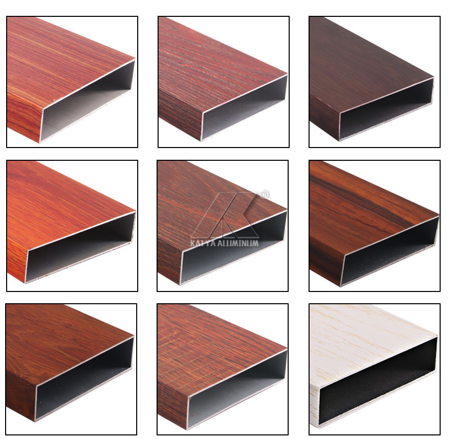 4d Wooden Effect 6063 T5 Square Tube Profile Aluminum Rectangular Tubes