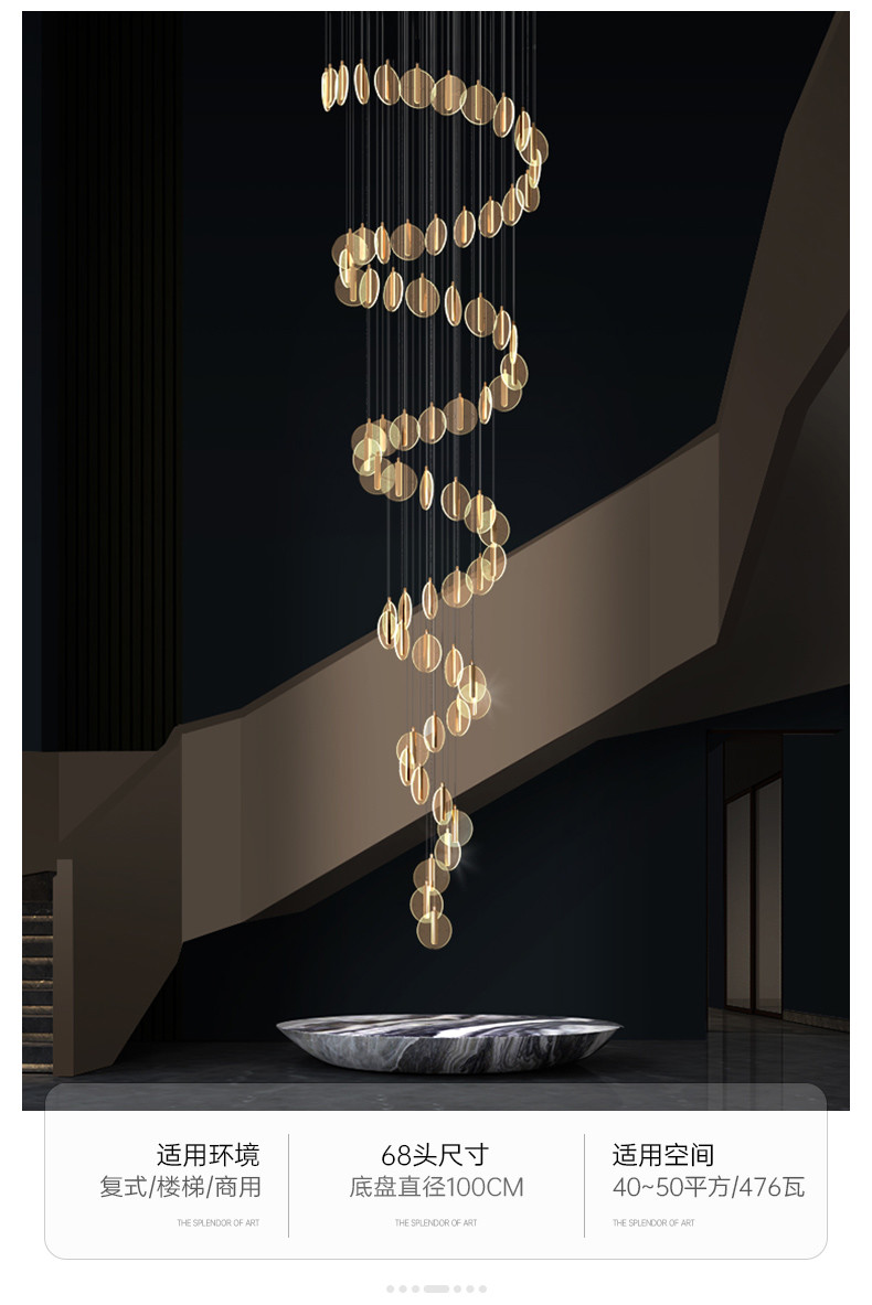Scandinavian LED Long Line Acrylic Dining Room Creative Living Room Staircase Hotel Lobby Long Chandelier(WH-NC-102)