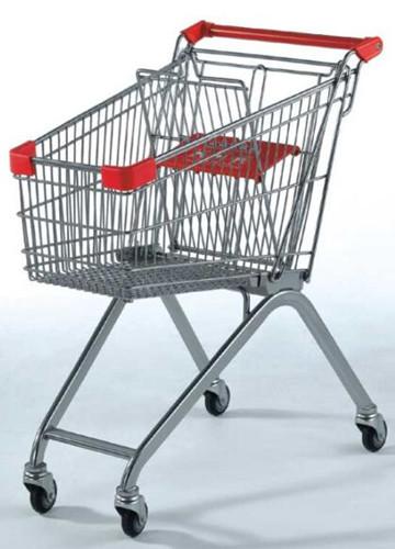 Buy cheap Red Grocery store Wire Shopping Trolley Metal Retail Carts 70L Printed Logo from wholesalers