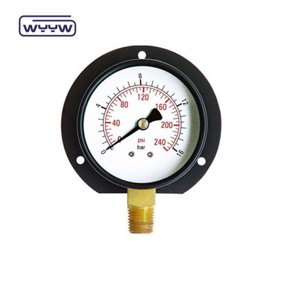 Buy cheap Black Steel Type Wall Mounted Pressure Gauge 100mm Dial 1 year Warranty from wholesalers
