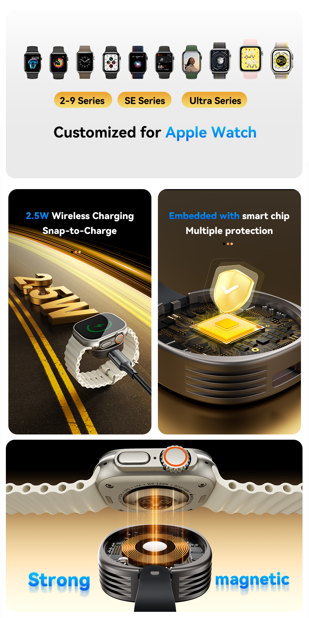 Magnetic Wireless Watch Charger Tarnish Color 5V/2A ES-WC13 Series