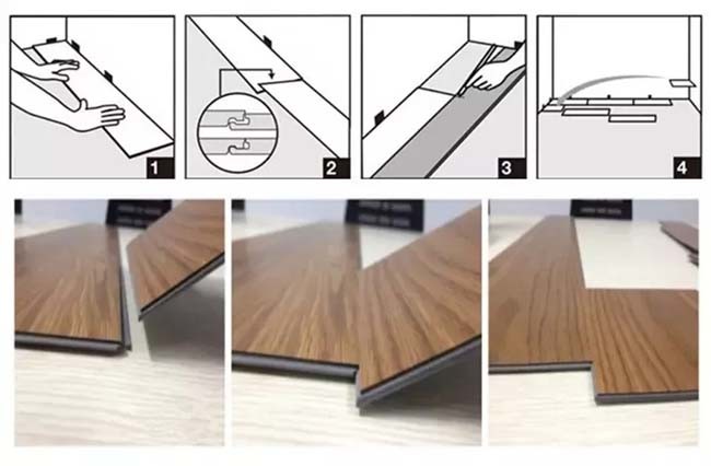 180x1220x4mm Wood Grain Click SPC Flooring Waterproof Plastic PVC Flooring