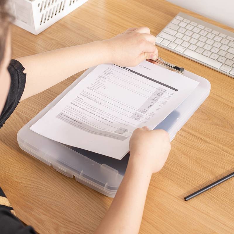 A4 Paper Plastic Storage Clipboard 25x36.6cm Waterproof Fireproof Office Filing Boxes