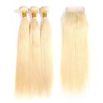 #613 Blonde 100% Brazilian Virgin Hair Straight Human Hair Weave Easy To Dye And
