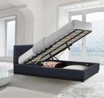 Buy cheap Black Ottoman Leather 4ft6 Upholstered Double Bed Frame Gas Lift Storage Bed from wholesalers