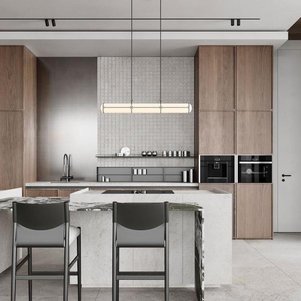 Modern Cabinet White Oak Wood Veneer Handless Frameless Contemporary Kitchen