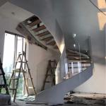 Customized Curved Tempered Glass , Stairway Curved Steel Glass Railing