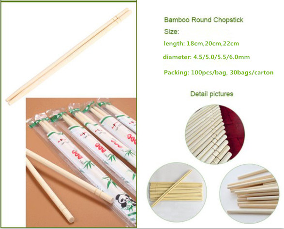 Printed Sleeves Biodegradable Round Bamboo Chopsticks Customised