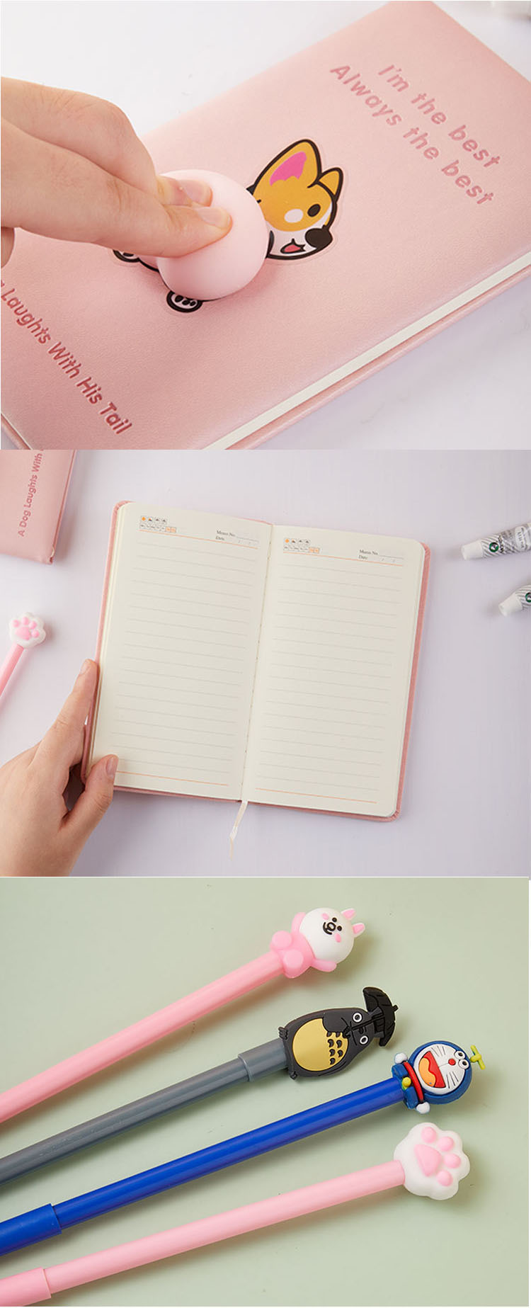Customized Logo Soft Cover Cute Cartoon Decompression Fidget Note Book for Students