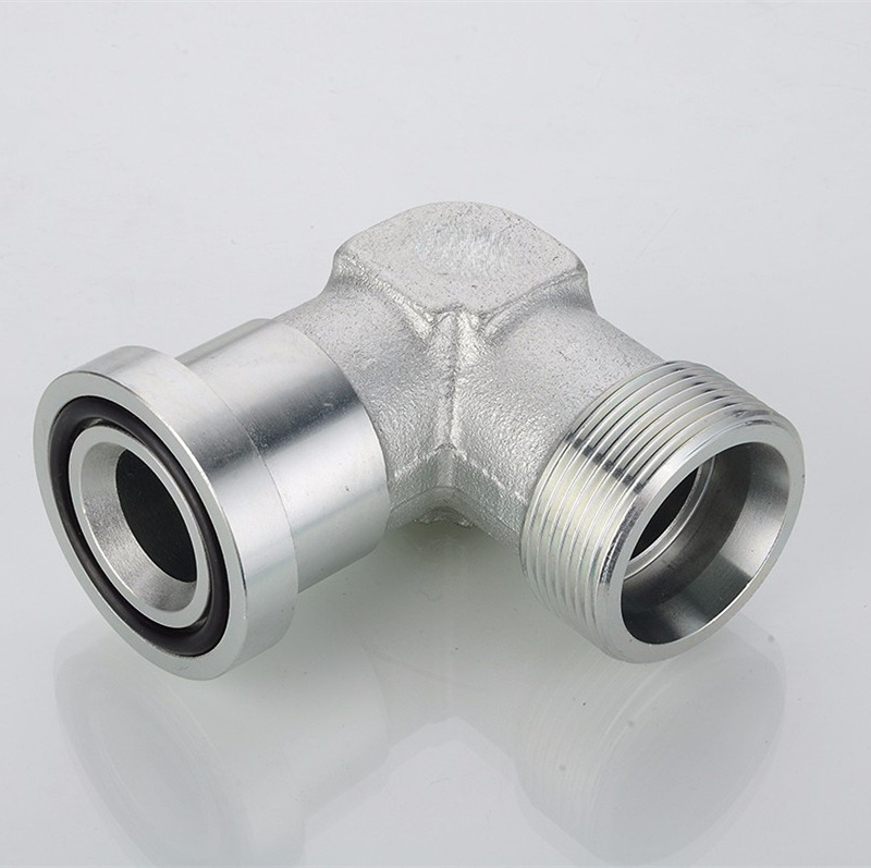 90 Degree Elbow Metric Hydraulic Adapter Male Bite Type Flange