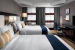 laminated Oak wood Hotel bedroom Furniture sets Tall headboard with Fabric