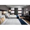 Buy cheap laminated Oak wood Hotel bedroom Furniture sets Tall headboard with Fabric upholstered padded and TV units Contemporary from wholesalers