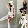Buy cheap Casual Print Long Sleeve Cardigan Hoodie Sweatpants Women 2 Piece Sweatsuit Tracksuit Set from wholesalers