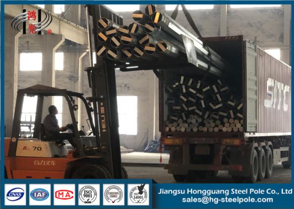 High Voltage 10-220KV Steel Electric Pole / Steel Power Pole Sheet Metal