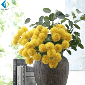 Buy cheap Yellow White Fake Flower Bouquet , Ball Shape Artificial Chrysanthemum Flowers from wholesalers