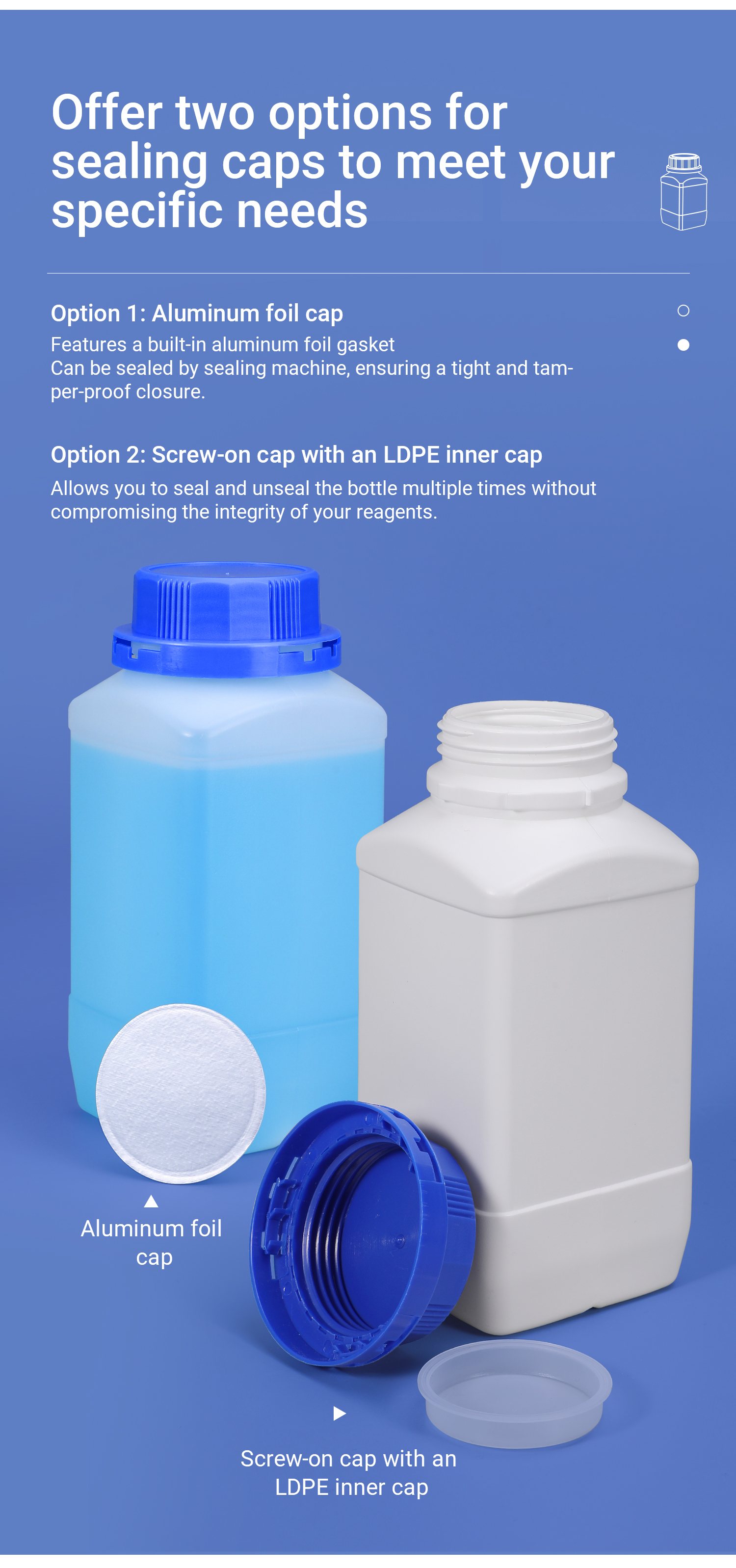 1000ml Food Grade HDPE Square Bottle for Laboratory Classification and Custom Packaging