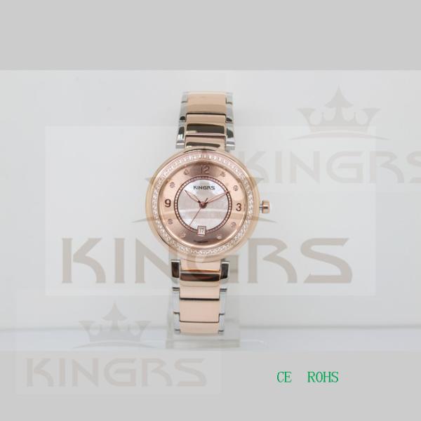 Buy cheap Two tone rose gold ladies Stainless Steel Watches 3 links wrapped band steel watch from wholesalers