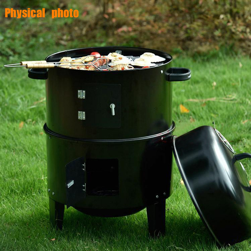 Metal Type Cold Rolled Steel 3 in 1 Portable BBQ Smoke Stove Charcoal Grill Machine