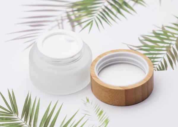 Buy cheap Cylinder Glass Cosmetic Cream Jar Container With Bamboo Screw Cap 50ml from wholesalers