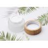 Buy cheap Cylinder Glass Cosmetic Cream Jar Container With Bamboo Screw Cap 50ml from wholesalers