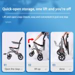 Convenient Wheeled Manual Folding Home Elderly Walking Portable Wheelchair