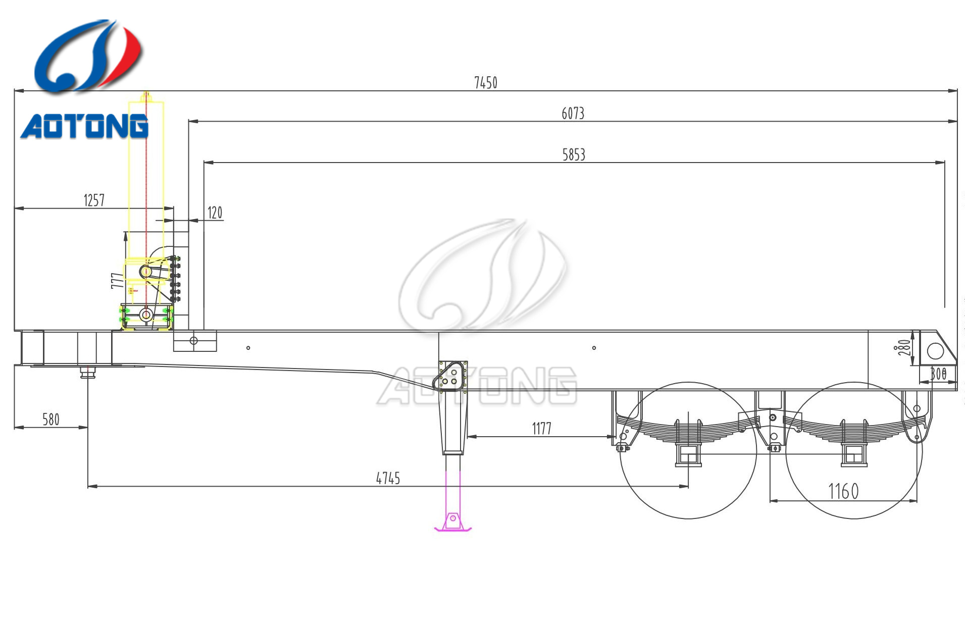 OE NO. Juyuan Trailer 3 Axles 40ft Tipping Chassis Container Tipper Trailer for Stone