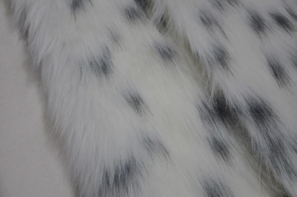 black spot on a white background Long Hair Fur Fabric，Long plush fabric: The
