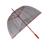Buy cheap Dome Shape Red Edges Clear Plastic See Through Umbrellas With Self Metal Top product