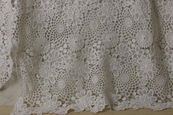 Buy cheap Flower Pattern Guipure Lace White , White Chantilly Lace Fabric from wholesalers