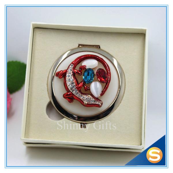 Buy cheap Shinny Gifts Crystal Animal Design Folding Double Side Make up Mirror Metal Compact Mirror from wholesalers