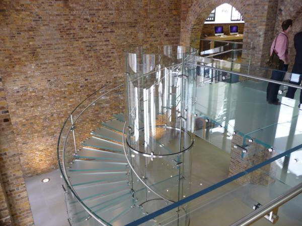 Buy cheap Laminated Tread Glass Building Curved Stairs Steel Wood For Shopping Mall from wholesalers