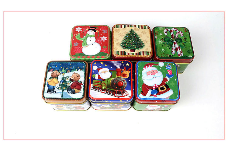 Rustproof Cookie Small Christmas Tins With Lids Thickened Lightweight