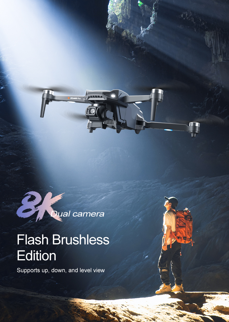 Remote Control Rg608 Pro Brushless Optical Flow 720p Camera Wifi Fpv Drone with Beginner Drohne Trajectory Flight Tello Drone