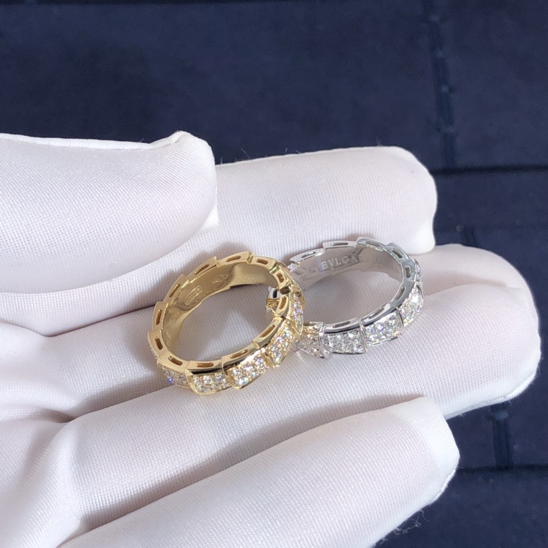 Elegant Customized 18K Gold Serpenti Viper Ring Diamond Ring Yellow Gold White Gold Thick Model