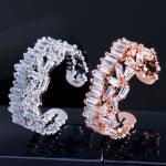 Fashion Copper Gold-Plated zircon Wedding ring women rings rainbow Adjustable