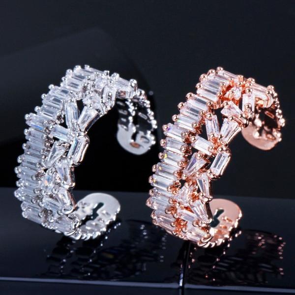 Fashion Copper Gold-Plated zircon Wedding ring women rings rainbow Adjustable