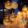 Buy cheap 10/20/40/50leds Fairy Moroccan Hollow Metal Ball LED String Lights Battery Powered for Wedding Holiday Indoor Outdoor Decoration from wholesalers