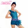 Buy cheap Turqoise Sequin Jazz Tap Dance Costumes Ruffle Shoulder Back Cross Straps from wholesalers